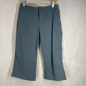 Royal Robbins Blue/green Crop Hiking Pant stretchy Front pockets back zip EUC 6